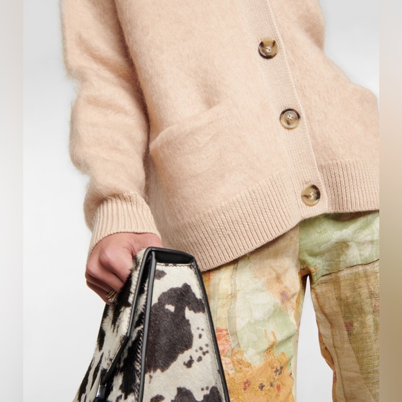 🍁⛄️ACNE STUDIOS MOHAIR WOOL FLUFFY CARDIGAN Warm Beige Grandpa Knitted - Picture 2 of 14